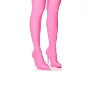 Stasia Pull-ON the Scene: Barbiecore Pink
Shiny Stretch Thigh High Sock Boot